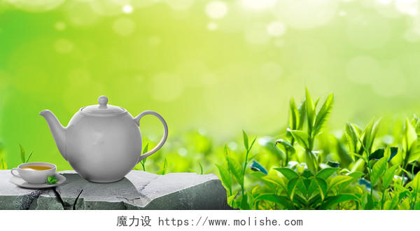 绿色清新茶文化茶道茶壶茶艺展板背景茶文化茶道茶叶茶艺茶